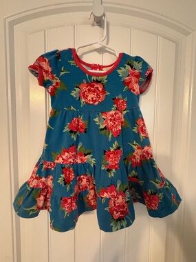 Matilda Jane Teal Dress with Coral Floral Print